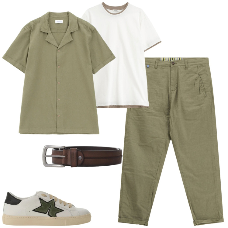 Outfit uomo - Total look #2416600. Stile Casual per Tutti i giorni. Abbinamento con pantaloni, t-shirt, camicie a manica corta, sneakers, cinture.