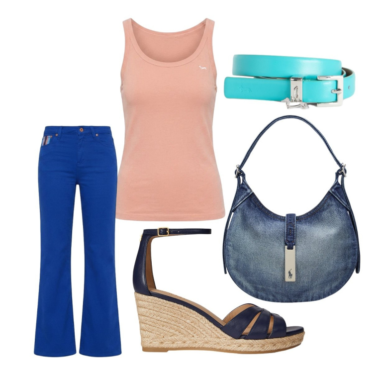 Outfit donna - Pantaloni morbidi. Stile 70s per Tutti i giorni. Abbinamento con cinture, pantaloni, canottiere, borse a spalla, zeppe.
