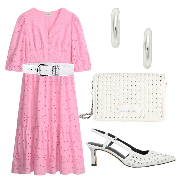 Outfit donna - Strass luminosi. Stile Chic per Cerimonia. Abbinamento con décolleté, vestiti midi/longuette, cinture, borse a tracolla, orecchini.