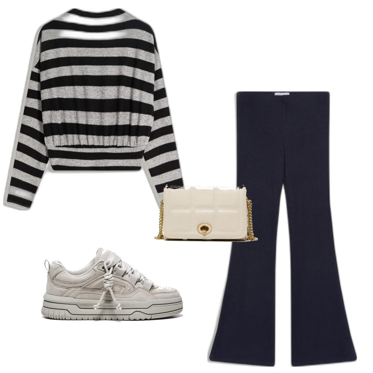 Outfit mujer - Chic #5626. Estilo Chic para Todos los días. Combinación con sudaderas, pantalones, bolsos de mano, sneakers.