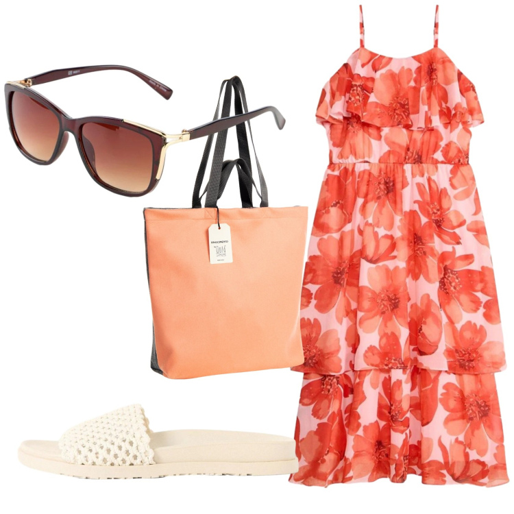 Outfit donna - Total look #2416675. Stile Basic per Mare. Abbinamento con occhiali da sole, vestiti, ciabatte, borse tote.