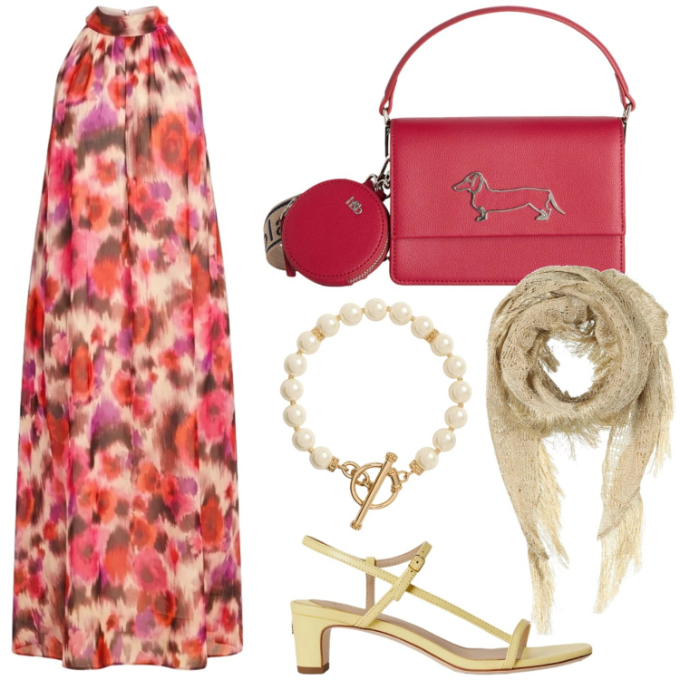 Outfit donna - Abiti fluidi sotto il sole. Stile Chic per Tutti i giorni. Abbinamento con stole, borse a tracolla, vestiti lunghi, collane, sandali in pelle.