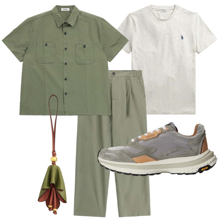 Outfit uomo - Colori mediterranei. Stile Casual per Tutti i giorni. Abbinamento con pantaloni, camicie a manica corta, t-shirt, sneakers, ciondoli.