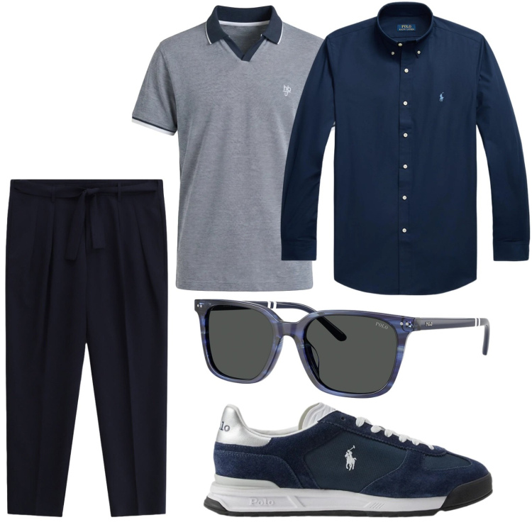 Outfit uomo - Sempre alla moda. Stile Trendy per Tutti i giorni. Abbinamento con pantaloni chino, polo, camicie, occhiali da sole, sneakers.