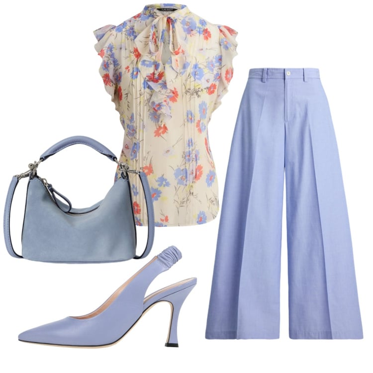 Outfit donna - Total look #2416897. Stile Romantica per Serata fuori. Abbinamento con décolleté, pantaloni, bluse, borse a spalla.