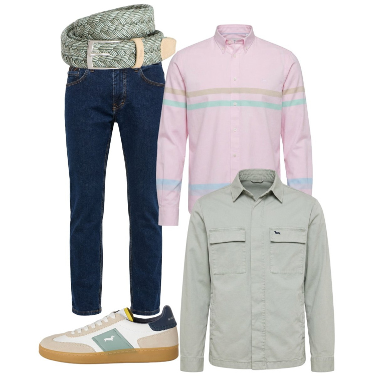 Outfit uomo - Smart casual Harmont&Blaine. Stile Casual per Ufficio. Abbinamento con pantaloni, camicie, giacche, cinture, sneakers.