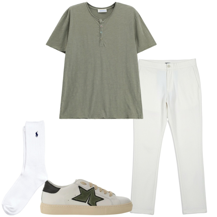 Outfit uomo - Paolo. Stile Casual per Tutti i giorni. Abbinamento con sneakers, t-shirt, calzini, pantaloni.