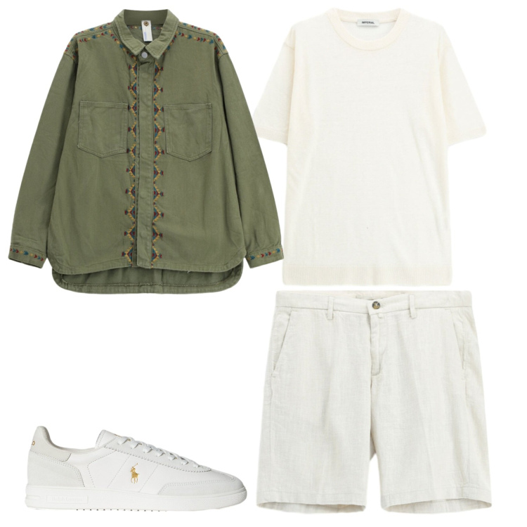 Outfit uomo - Comodo e trendy. Stile Trendy per Serata speciale. Abbinamento con camicie, t-shirt, bermuda, sneakers.