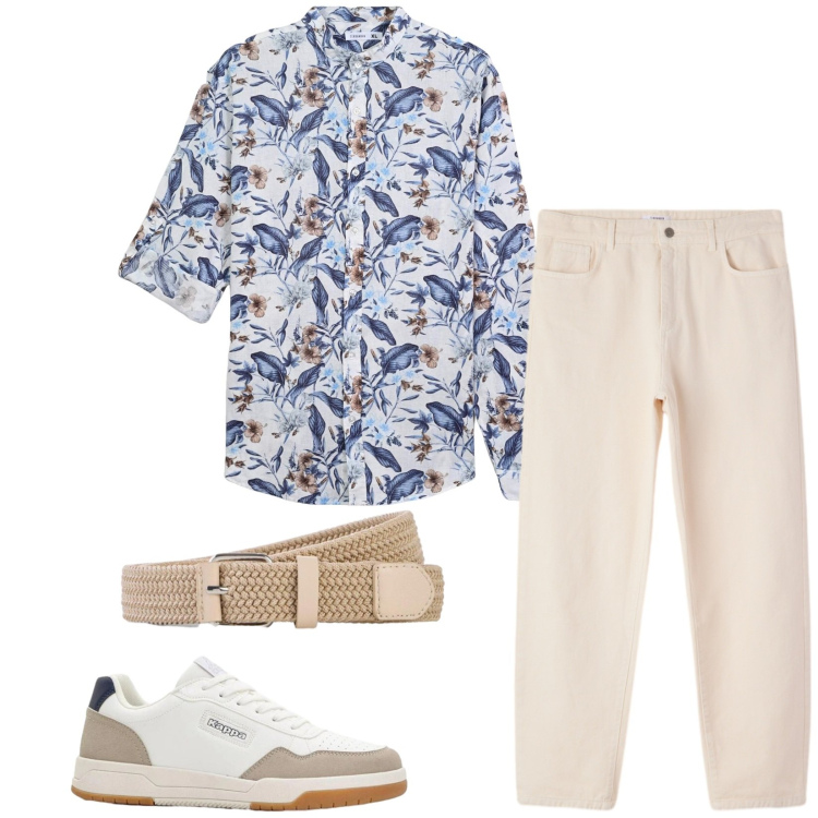Outfit uomo - Cena in riva al mare. Stile Trendy per Serata speciale. Abbinamento con sneakers, cinture, camicie, pantaloni.