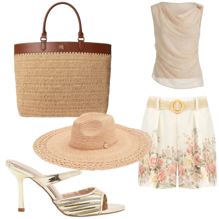 Outfit donna - L\'eleganza Rinascimento. Stile Bon Ton per Tutti i giorni. Abbinamento con top, shorts, sabot, cappelli, borse tote.