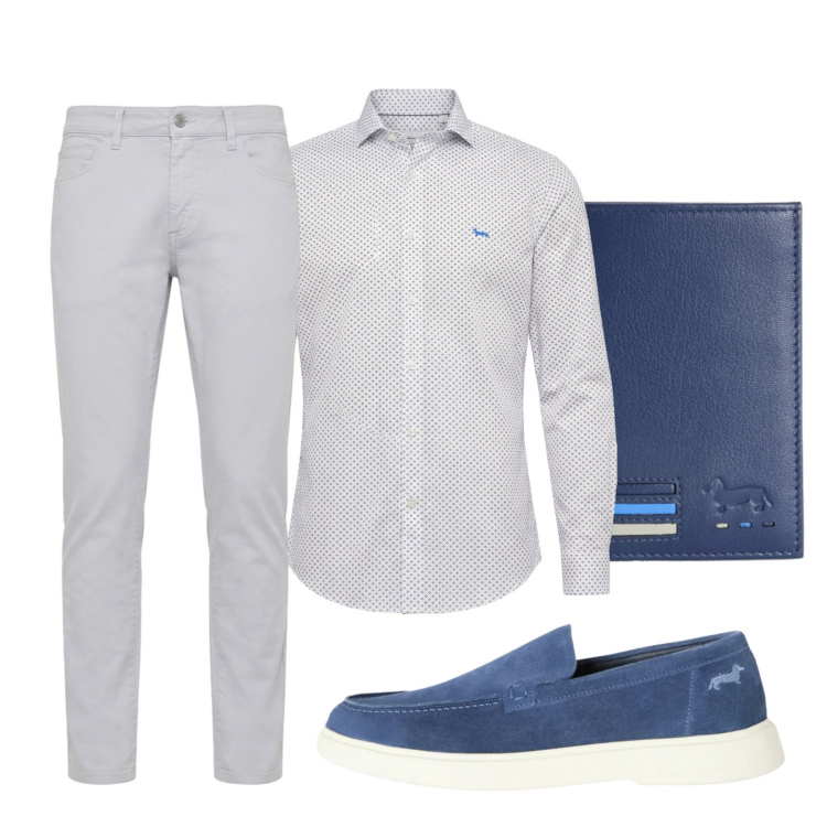 Outfit uomo - Smart casual. Stile Urban per Tutti i giorni. Abbinamento con portafogli, camicie, pantaloni, scarpe stringate.