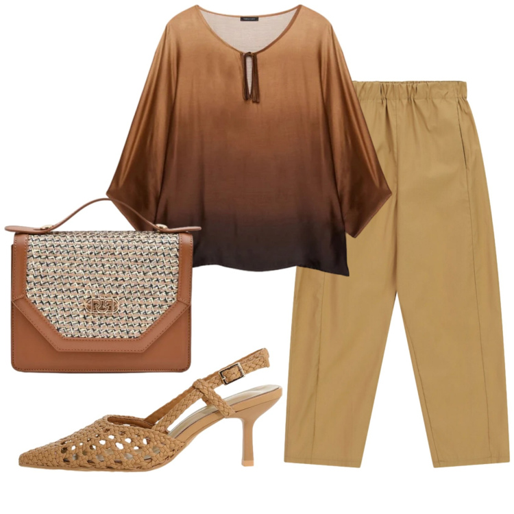 Outfit donna - Total look #2417116. Stile Basic per Ufficio. Abbinamento con pochette, décolleté, pantaloni, bluse.