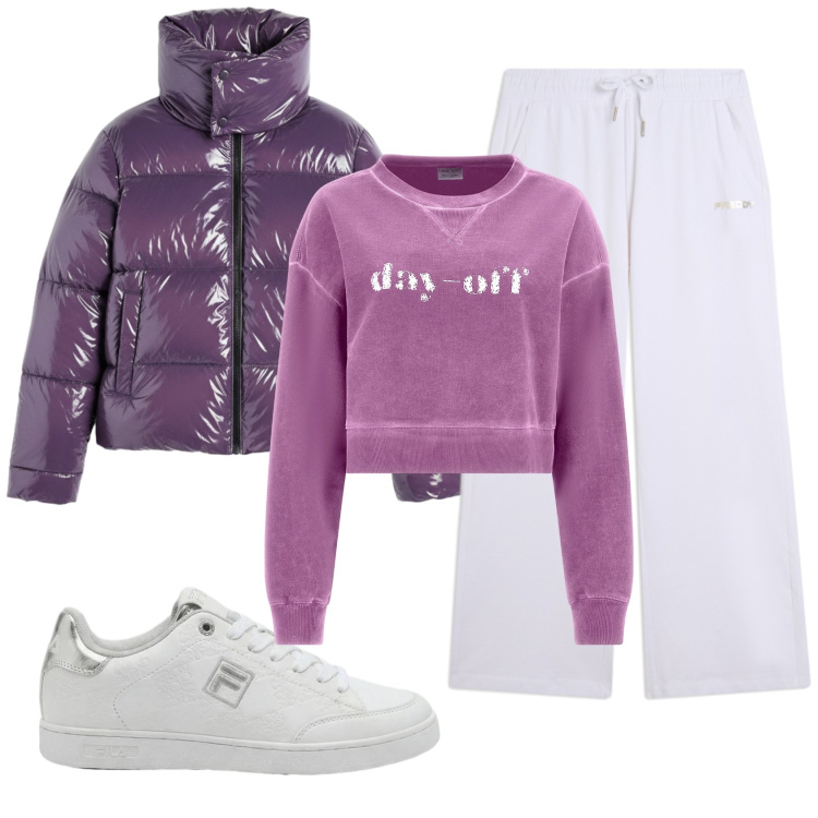 Outfit donna - Total look #2417135. Stile Casual per Tutti i giorni. Abbinamento con sneakers, felpe, pantaloni, piumini.