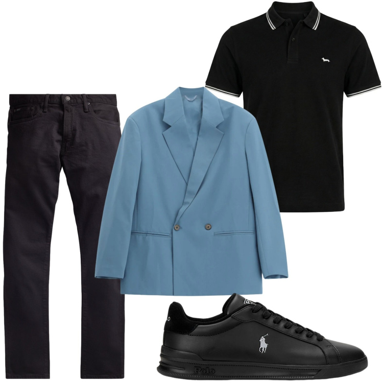 Outfit uomo - Mood casual. Stile Casual per Ufficio. Abbinamento con giacche, polo, sneakers, jeans.