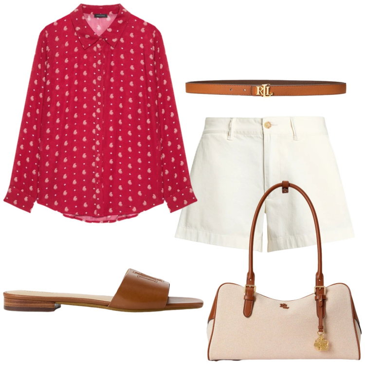 Outfit donna - Total look #2417192. Stile Trendy per Tutti i giorni. Abbinamento con camicie, ciabatte, shorts, borse a mano, cinture.