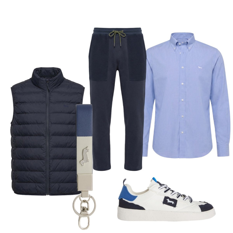 Outfit uomo - Smart casual tradizione e praticità. Stile Trendy per Tutti i giorni. Abbinamento con sneakers, portachiavi, piumini, camicie, pantaloni.