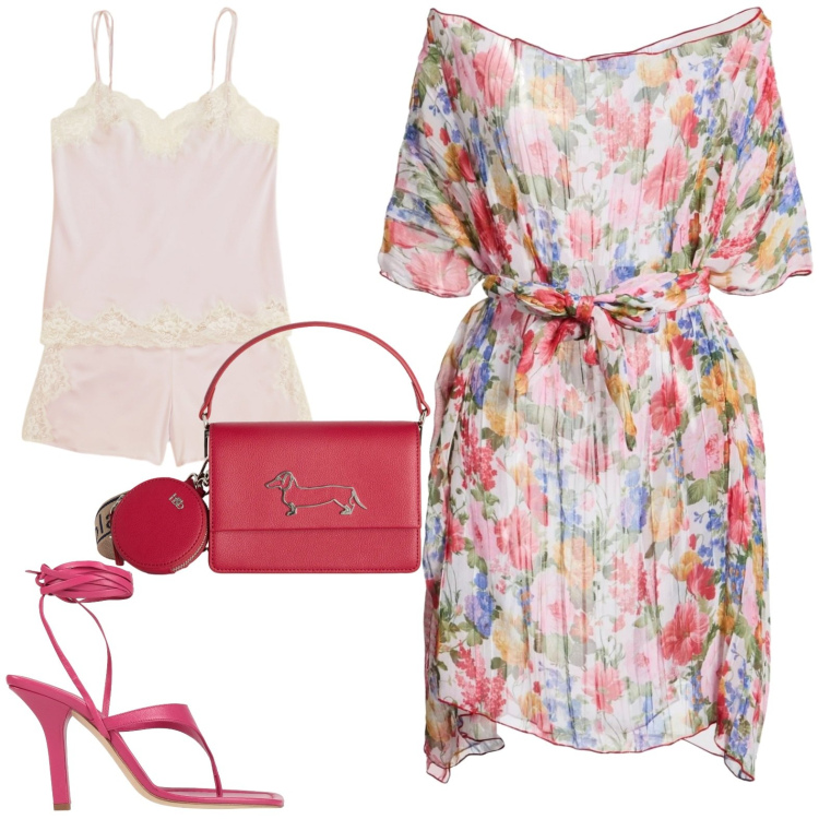 Outfit donna - Leggero. Stile Casual per Tutti i giorni. Abbinamento con top, ciabatte, borse a tracolla, pigiama.