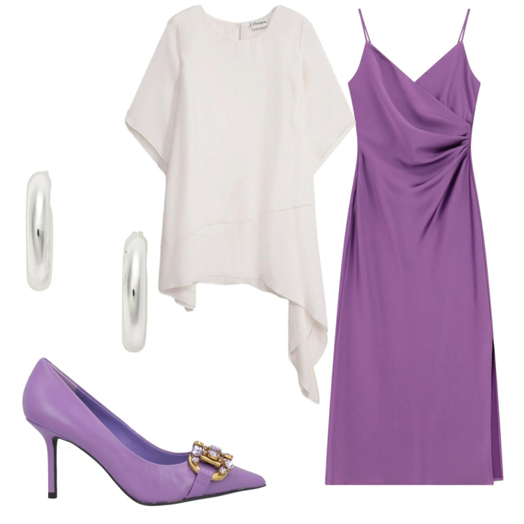 Outfit donna - Total look #2417260. Stile Chic per Cerimonia. Abbinamento con décolleté, bluse, vestiti midi/longuette, orecchini.