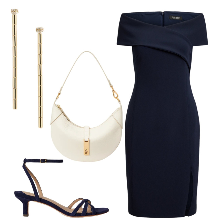 Outfit donna - Total look #2417269. Stile Chic per Cerimonia. Abbinamento con sandali col tacco, borse a spalla, orecchini, vestiti.