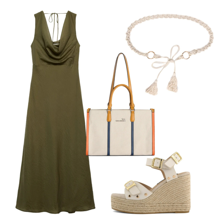 Outfit donna - Total look #2417284. Stile Basic per Serata fuori. Abbinamento con vestiti lunghi, borse tote, cinture, zeppe.