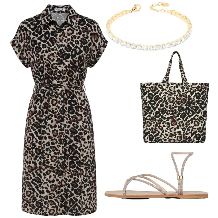 Outfit donna - Total look #2417307. Stile Etnico per Tutti i giorni. Abbinamento con shopping bag, sandali, vestiti chemisier, braccialetti.