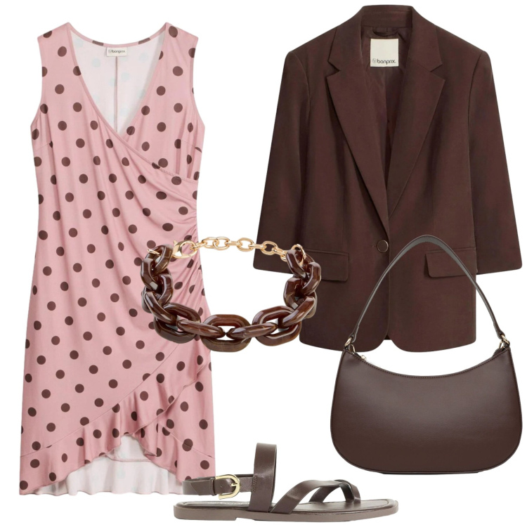 Outfit donna - Total look #2417316. Stile Glamour per Serata fuori. Abbinamento con braccialetti, blazer, vestiti, sandali, borse a tracolla.