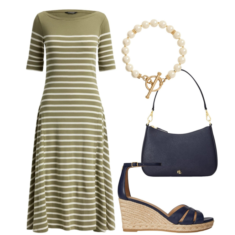 Outfit donna - Total look #2417322. Stile Minimal per Tutti i giorni. Abbinamento con borse a spalla, zeppe, collane, vestiti.