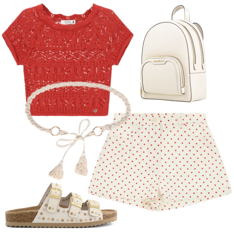 Outfit donna - Bermuda. Stile Casual per Mare. Abbinamento con zaini, shorts, top, cinture, sandali.