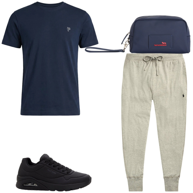 Outfit uomo - Total look #2417453. Stile Urban per Sport. Abbinamento con sneakers, borse sportive, t-shirt, pantaloni.