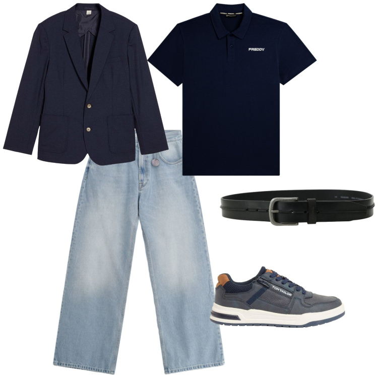 Outfit uomo - Giacca e polo. per Serata speciale. Abbinamento con giacche, sneakers, jeans, cinture, polo.