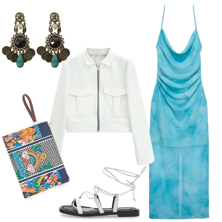 Outfit donna - L’abito verde smeraldo. Stile Glamour per Serata fuori. Abbinamento con vestiti lunghi, cappotti, orecchini, pochette, sandali alla schiava.