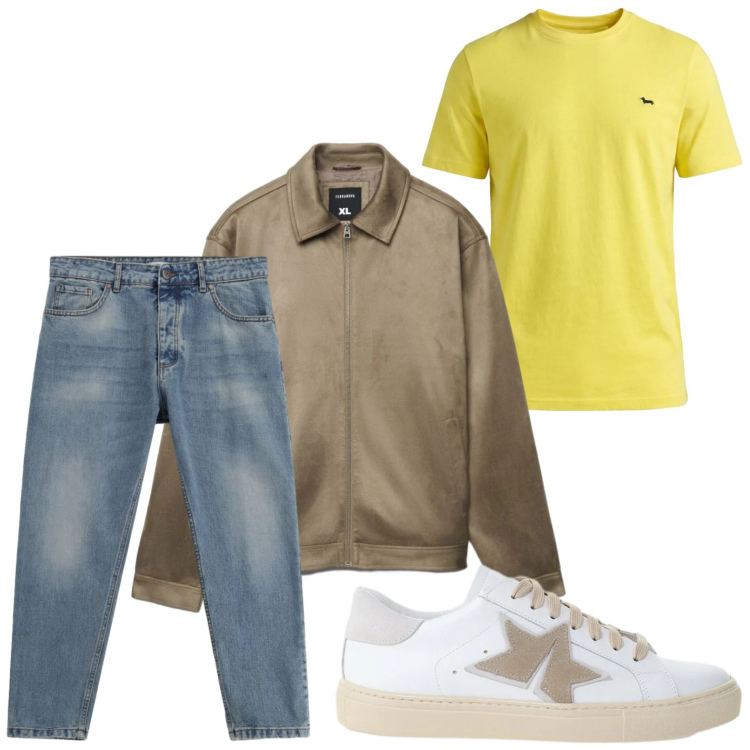 Outfit uomo - Trendy jeans. Stile Trendy per Tutti i giorni. Abbinamento con t-shirt, giacche, jeans, sneakers.