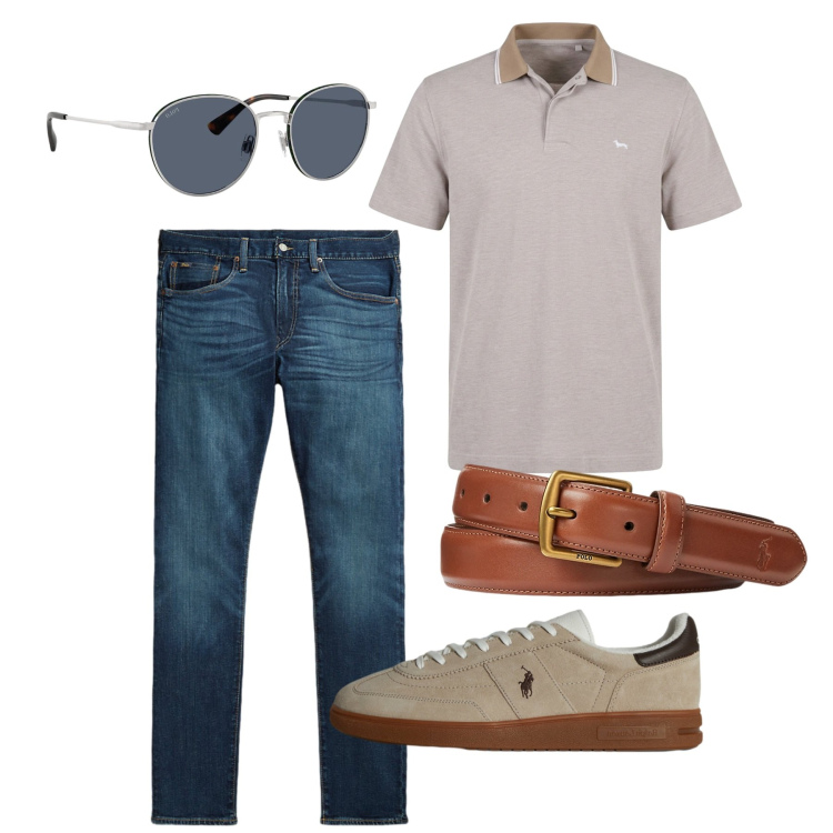 Outfit uomo - Il ritorno della polo. Stile Casual per Tutti i giorni. Abbinamento con polo, cinture, jeans, occhiali da sole, sneakers.