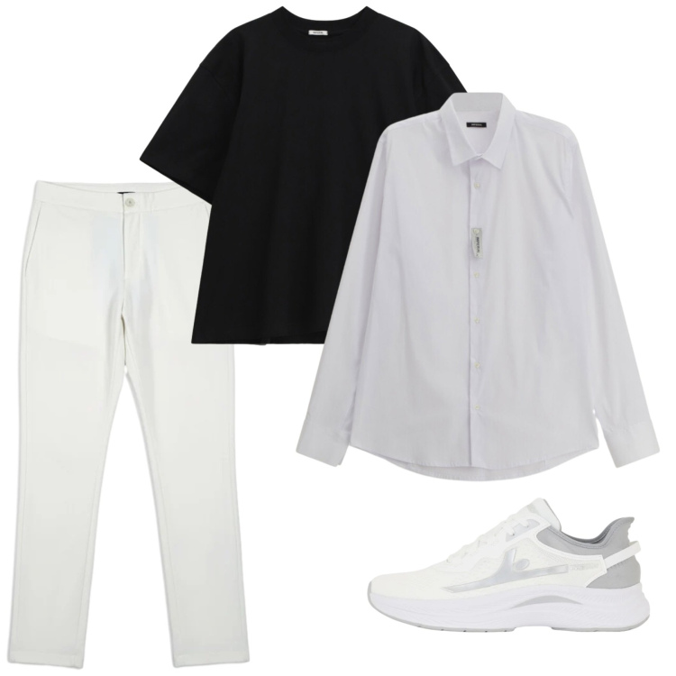 Outfit uomo - Sneakers bianche d’estate. Stile Casual per Tutti i giorni. Abbinamento con pantaloni, sneakers, camicie, t-shirt.