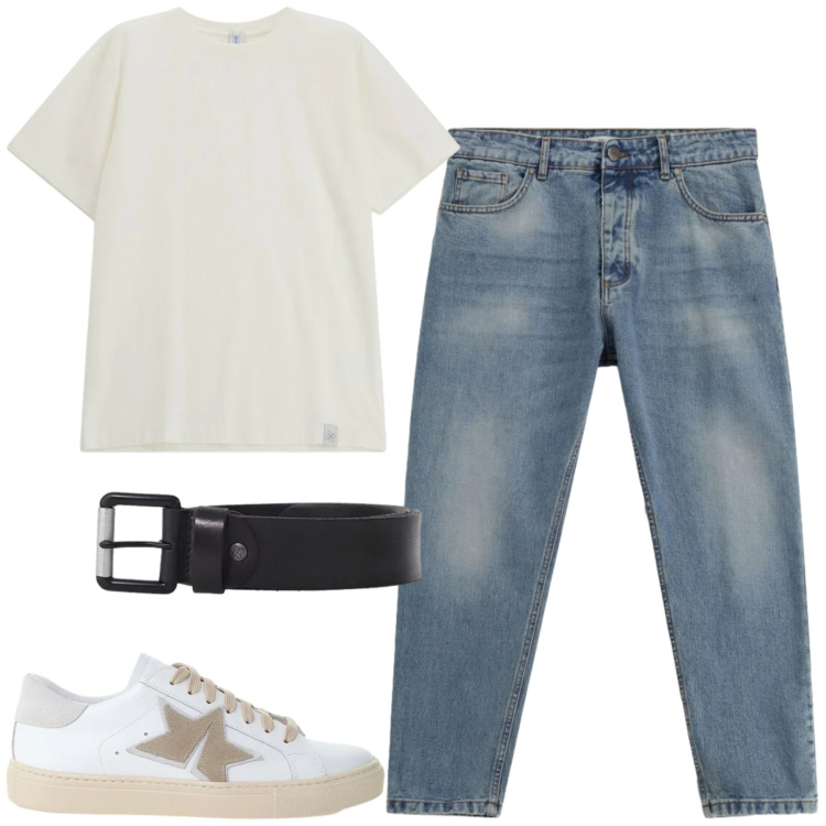 Outfit uomo - City. Stile Casual per Tutti i giorni. Abbinamento con jeans, cinture, sneakers, t-shirt.