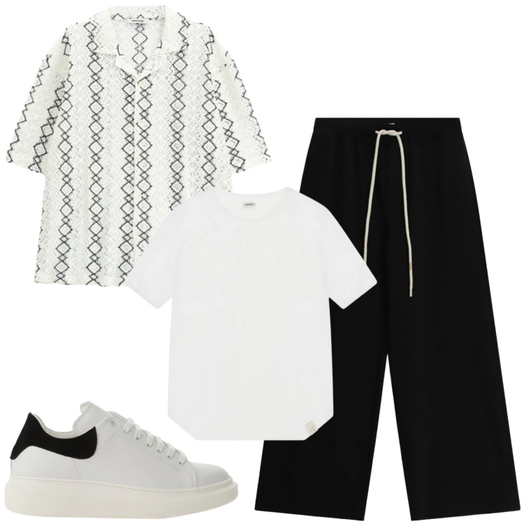 Outfit uomo - City. Stile Casual per Tutti i giorni. Abbinamento con sneakers, pantaloni, camicie a manica corta, t-shirt.