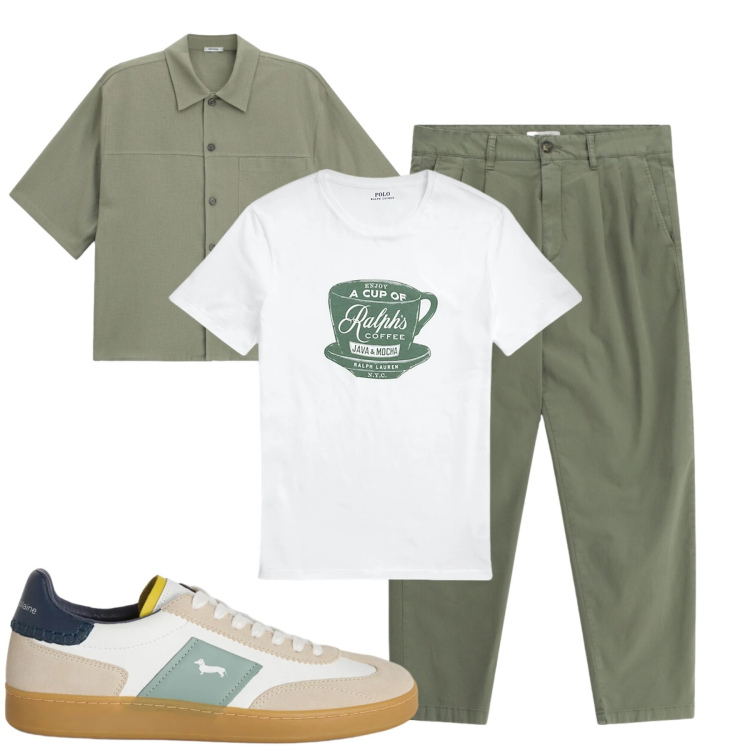 Outfit uomo - Giugno. Stile Casual per Tutti i giorni. Abbinamento con sneakers, t-shirt, pantaloni, camicie a manica corta.