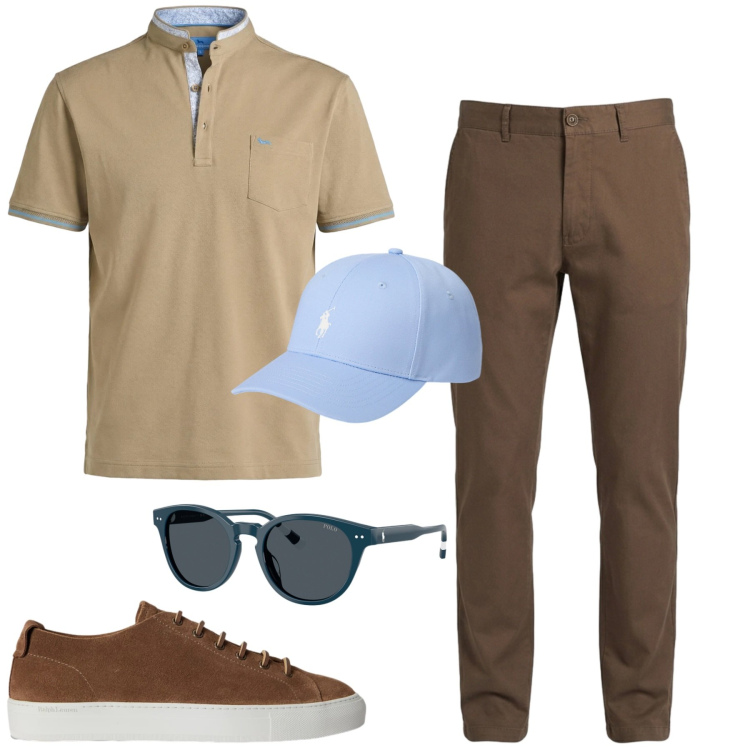 Outfit uomo - Il ritorno della polo. Stile Urban per Tutti i giorni. Abbinamento con polo, pantaloni, cappelli, sneakers, occhiali da sole.