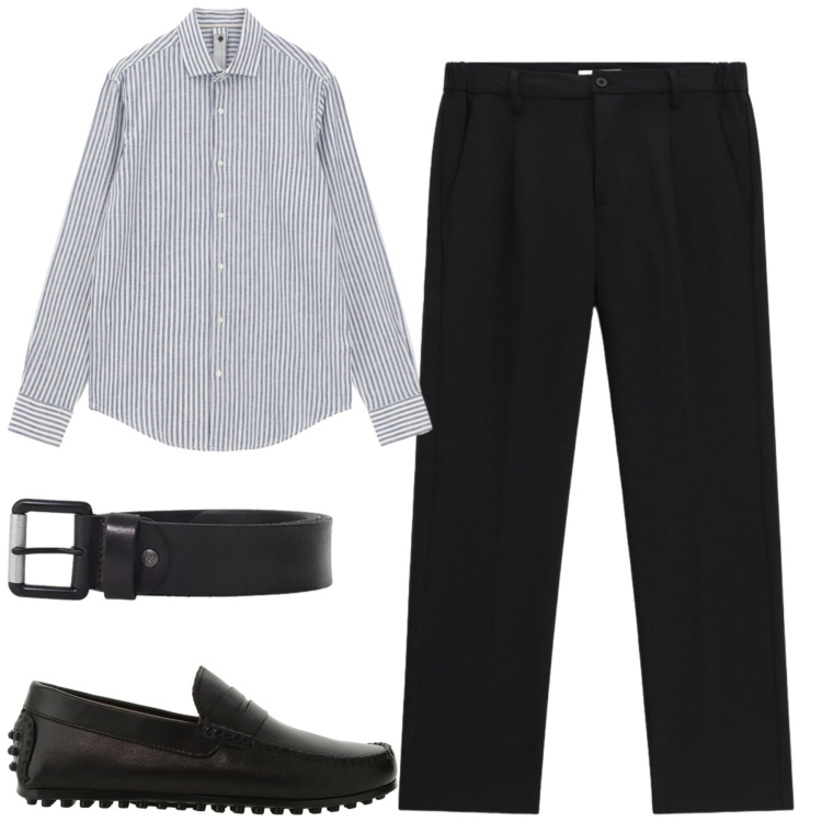 Outfit uomo - City. Stile Urban per Tutti i giorni. Abbinamento con camicie, scarpe stringate, cinture, pantaloni.