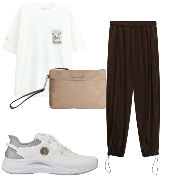 Outfit uomo - Giugno. Stile Casual per Tutti i giorni. Abbinamento con pantaloni, t-shirt, borse sportive, scarpe sportive.