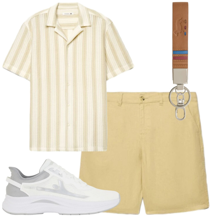 Outfit uomo - Total look #2417591. Stile Casual per Tutti i giorni. Abbinamento con portachiavi, camicie a manica corta, shorts, sneakers.