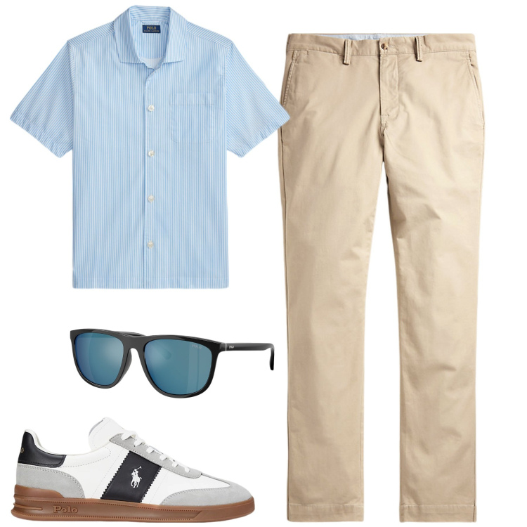 Outfit uomo - Total look #2417597. Stile Urban per Tutti i giorni. Abbinamento con pantaloni, sneakers, occhiali da sole, camicie a manica corta.