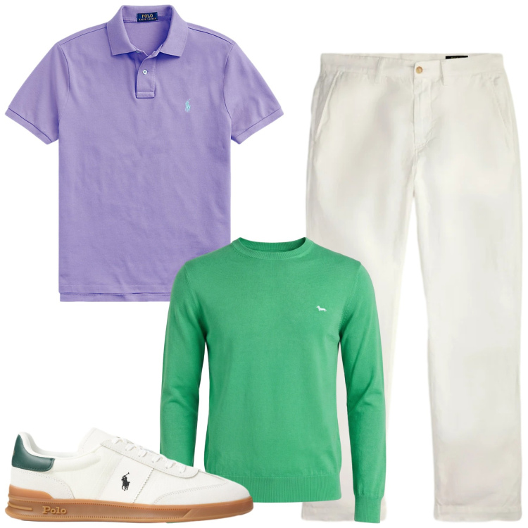 Outfit uomo - City. Stile Urban per Tutti i giorni. Abbinamento con pullovers, polo, pantaloni, sneakers.