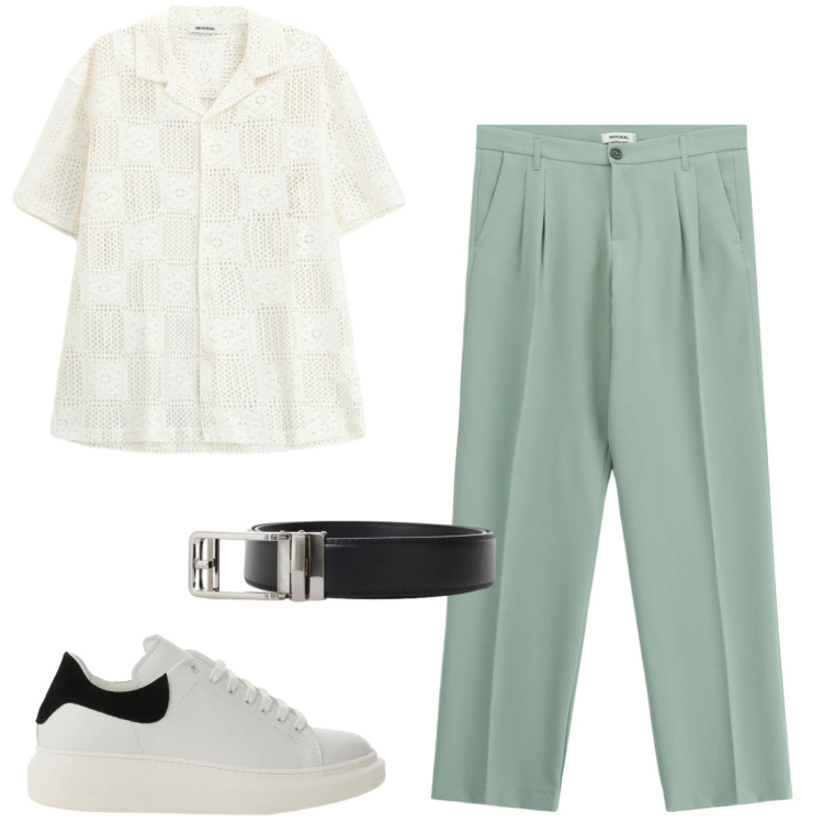 Outfit uomo - Giugno. Stile Urban per Tutti i giorni. Abbinamento con sneakers, cinture, pantaloni, camicie a manica corta.
