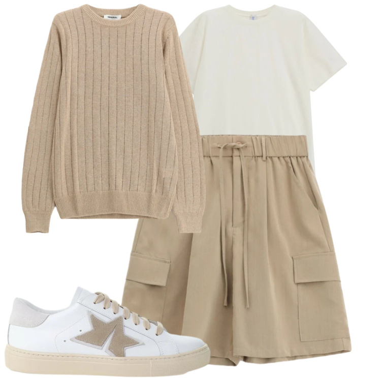 Outfit uomo - Imperial. Stile Casual per Tutti i giorni. Abbinamento con sneakers, bermuda, t-shirt, maglieria.