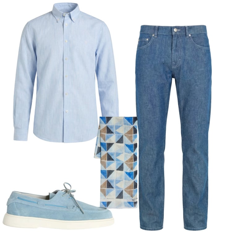 Outfit uomo - Lino protagonista. Stile Urban per Tutti i giorni. Abbinamento con jeans, sciarpe, camicie, scarpe stringate.