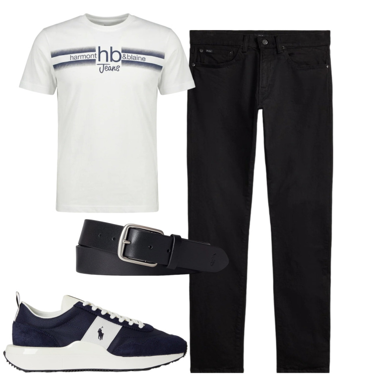 Outfit uomo - City. Stile Casual per Tutti i giorni. Abbinamento con t-shirt, cinture, jeans, sneakers.