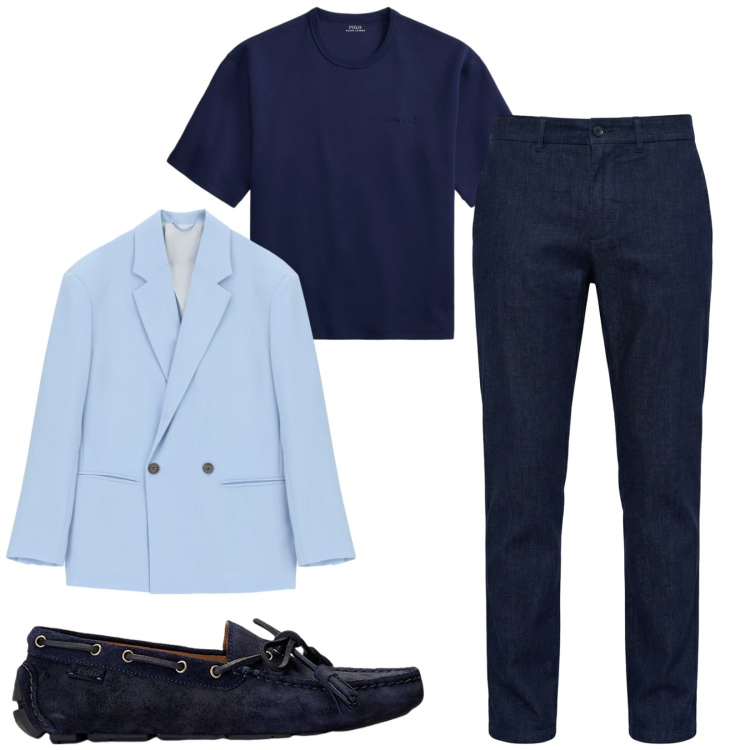 Outfit uomo - Total look #2417667. Stile Business/Elegante per Serata speciale. Abbinamento con pantaloni chino, t-shirt, scarpe stringate, giacche.