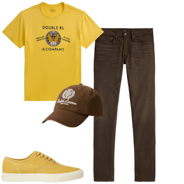 Outfit uomo - City. Stile Casual per Tutti i giorni. Abbinamento con sneakers, cappelli, t-shirt, jeans.