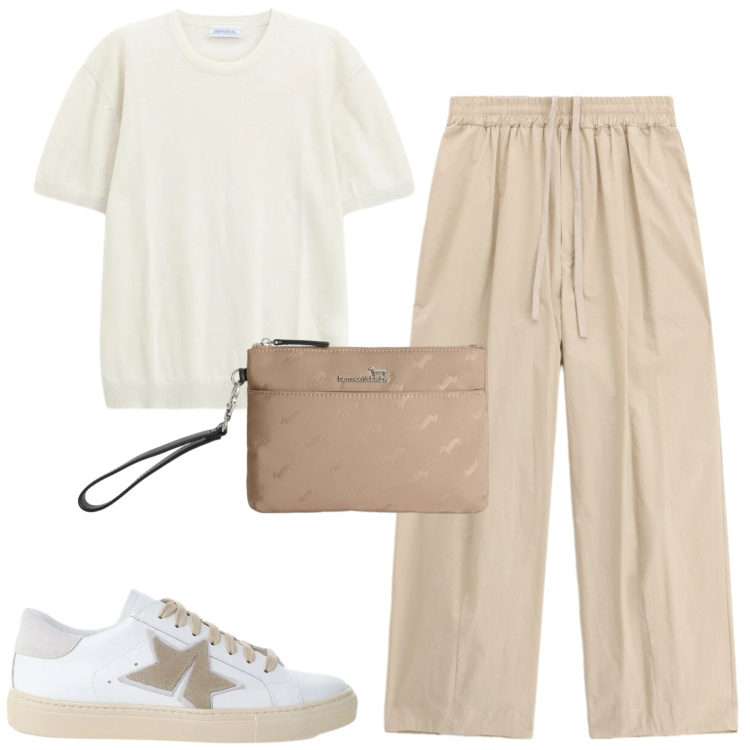 Outfit uomo - Giugno. Stile Casual per Tutti i giorni. Abbinamento con borse sportive, pantaloni, t-shirt, sneakers.